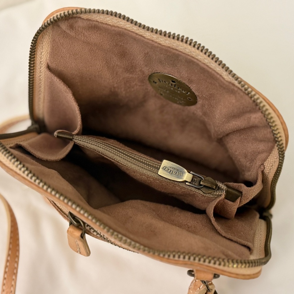 Pratesi Firenze Italian Leather Crossbody Bag Tan Small Made In Italy - Picture 10 of 13